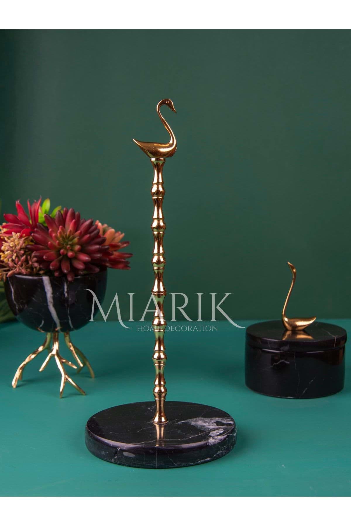 Siyah Mermer Kuğu Peçetelik Kağıt Havluluk (gold Altın) resmi