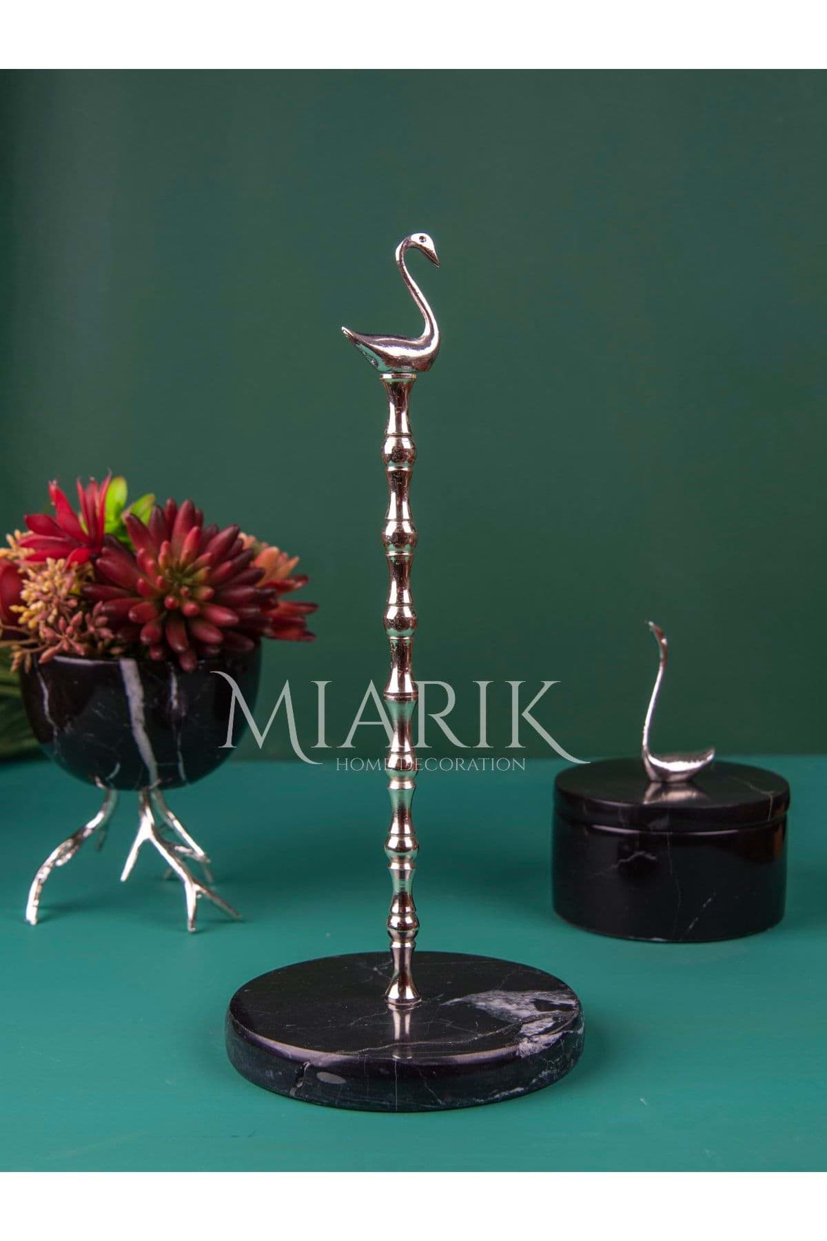 Siyah Mermer Kuğu Peçetelik Kağıt Havluluk (gümüş) resmi