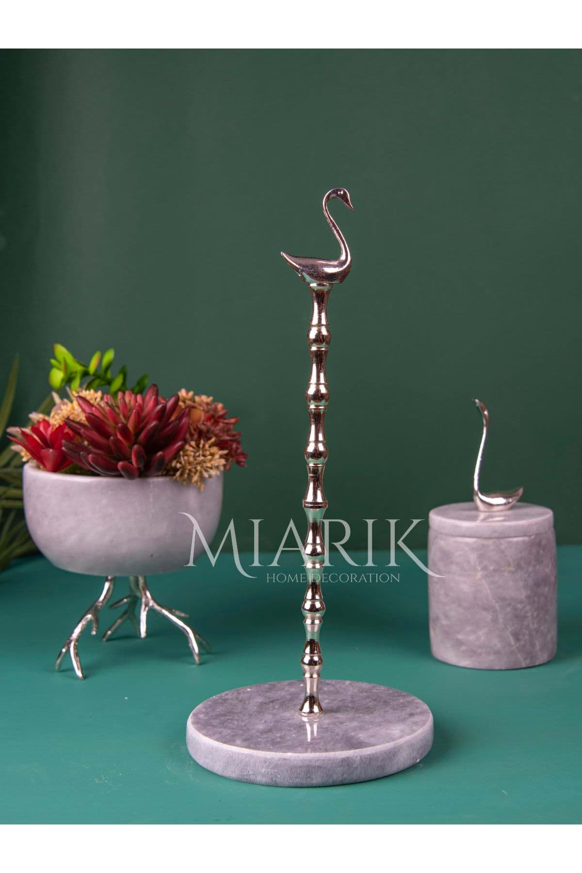 Gri Mermer Kuğu Peçetelik Kağıt Havluluk (gümüş) resmi