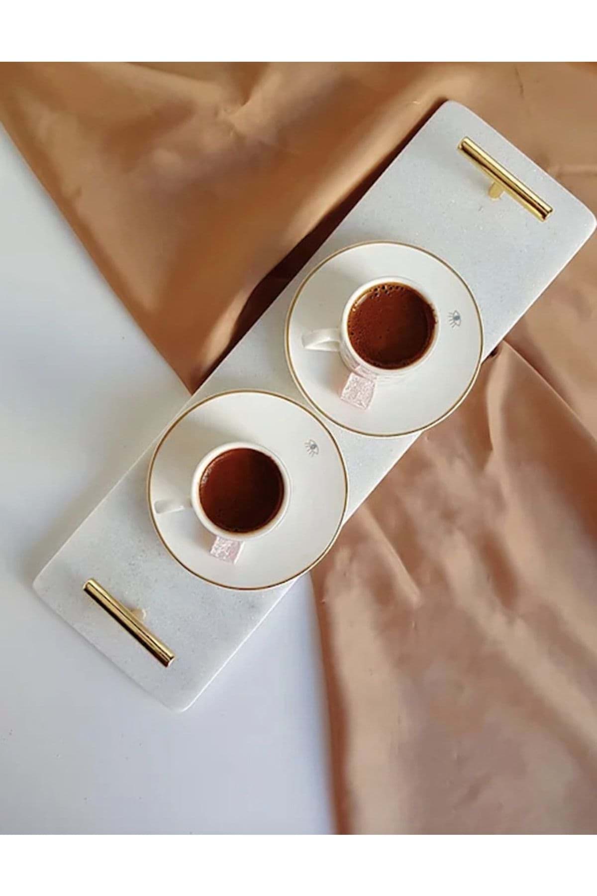 Doğal Beyaz Mermer Uzun Tepsi Sunum Ve Servis Tabağı resmi