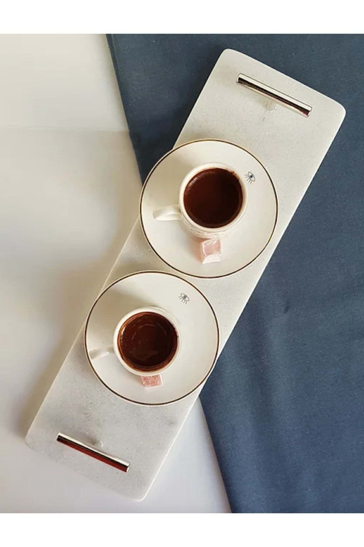 Doğal Beyaz Mermer Uzun Tepsi Sunum Ve Servis Tabağı resmi