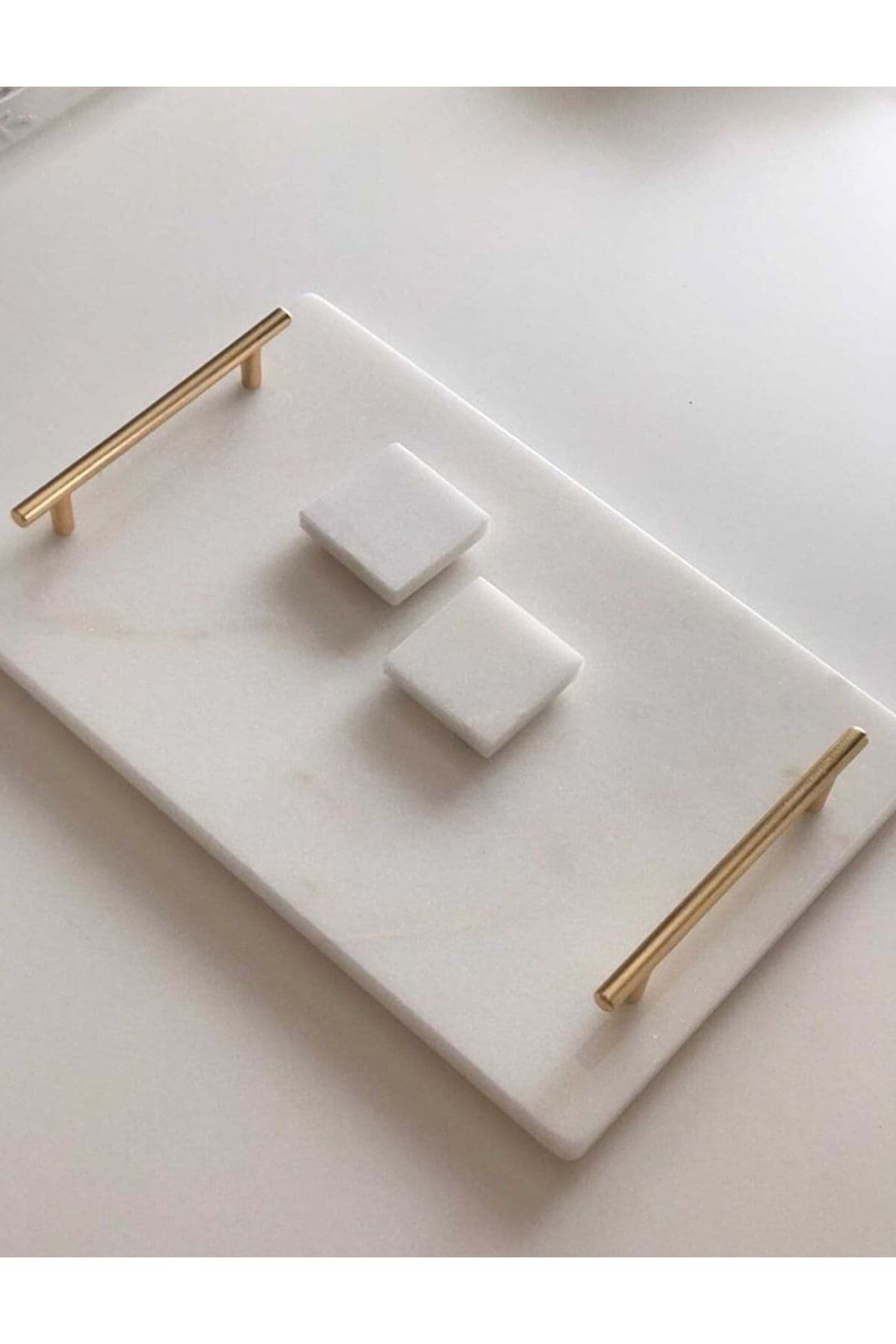 Doğal Beyaz Mermer Nişan Tepsisi resmi