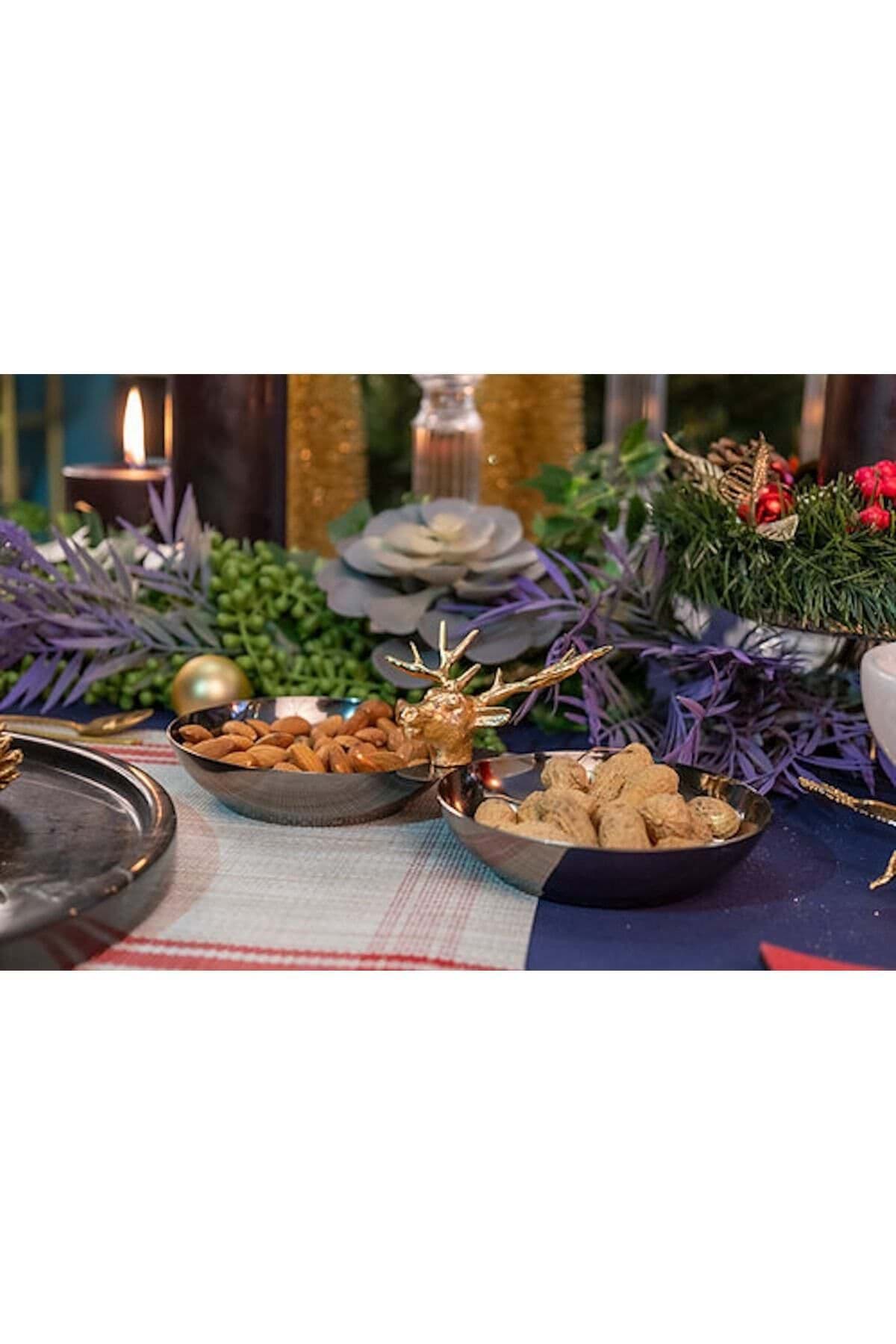 Dekoratif Geyik Figürlü Pirinç Çerezlik resmi