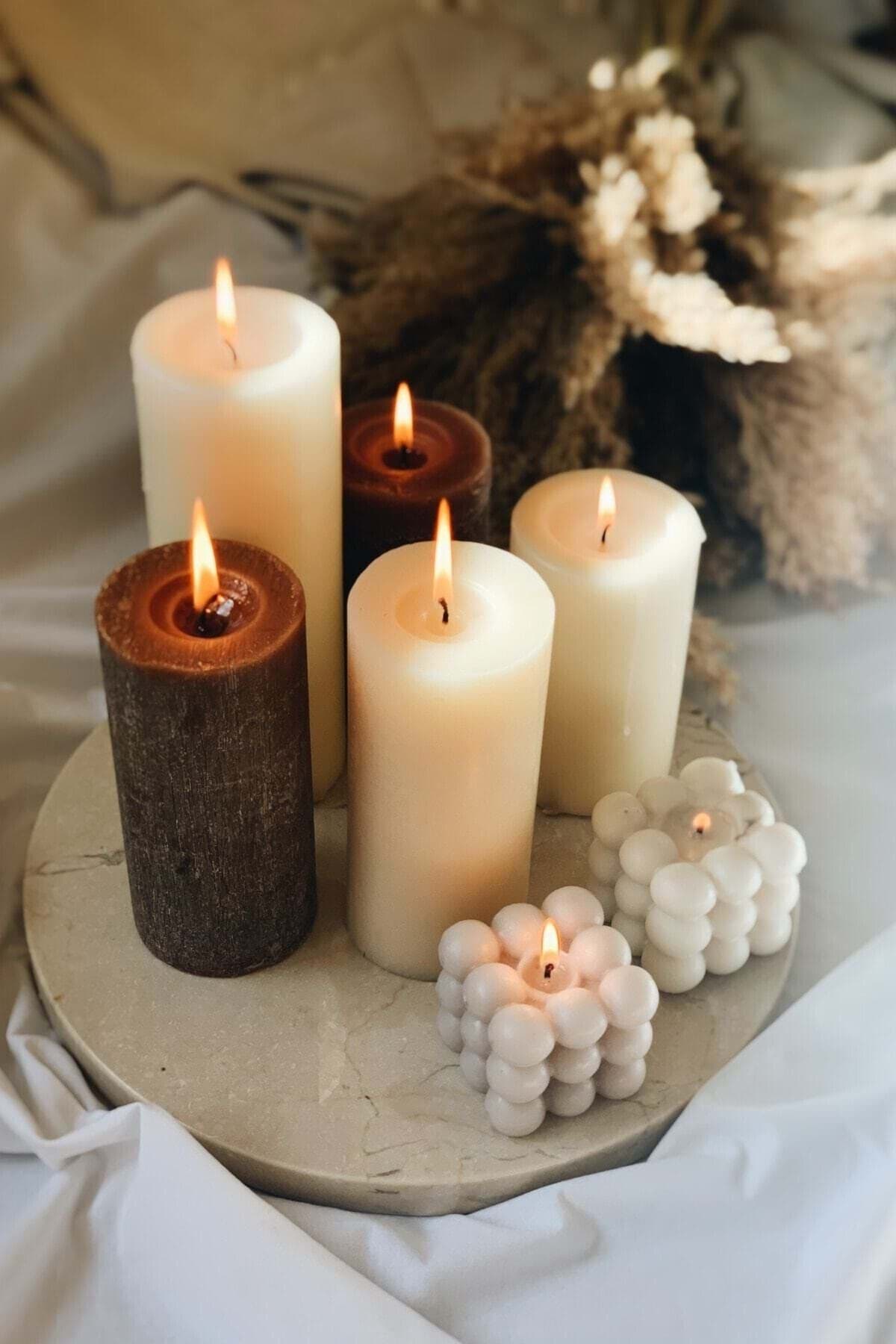 Bej Yuvarlak Mermer Sunum Servıs Tabagı resmi