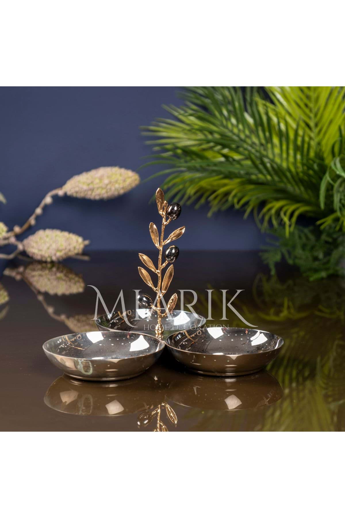 Pirinç Kulplu 3'lü Zeytindalı Çerezlik resmi