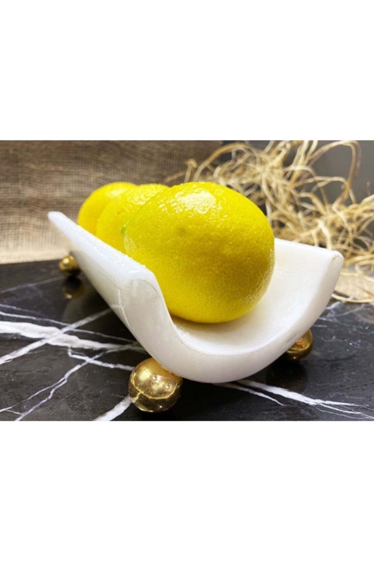 Beyaz Mermer Yayvan Sunumluk resmi