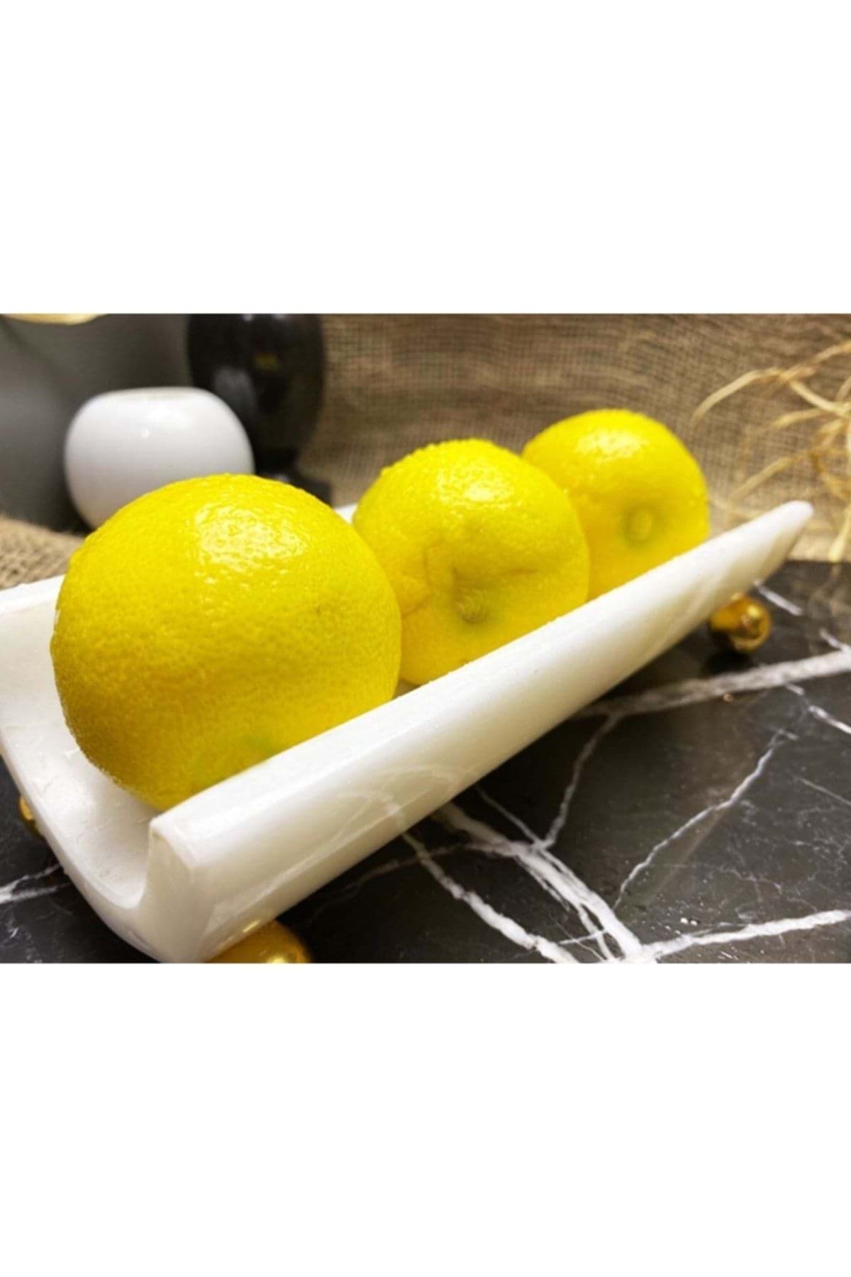 Beyaz Mermer Yayvan Sunumluk resmi