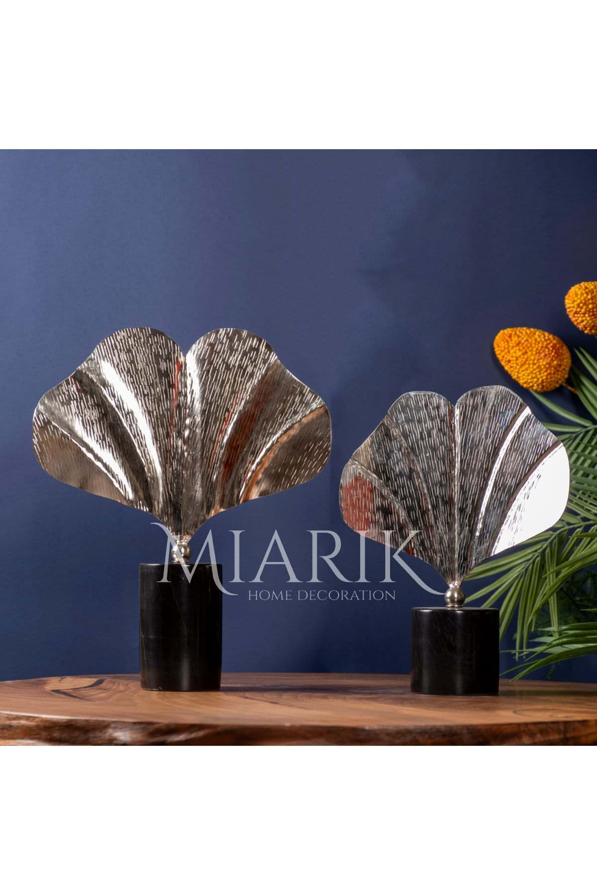 Dekoratif Mermer Kaideli 2li Ginko  Yaprak Obje resmi