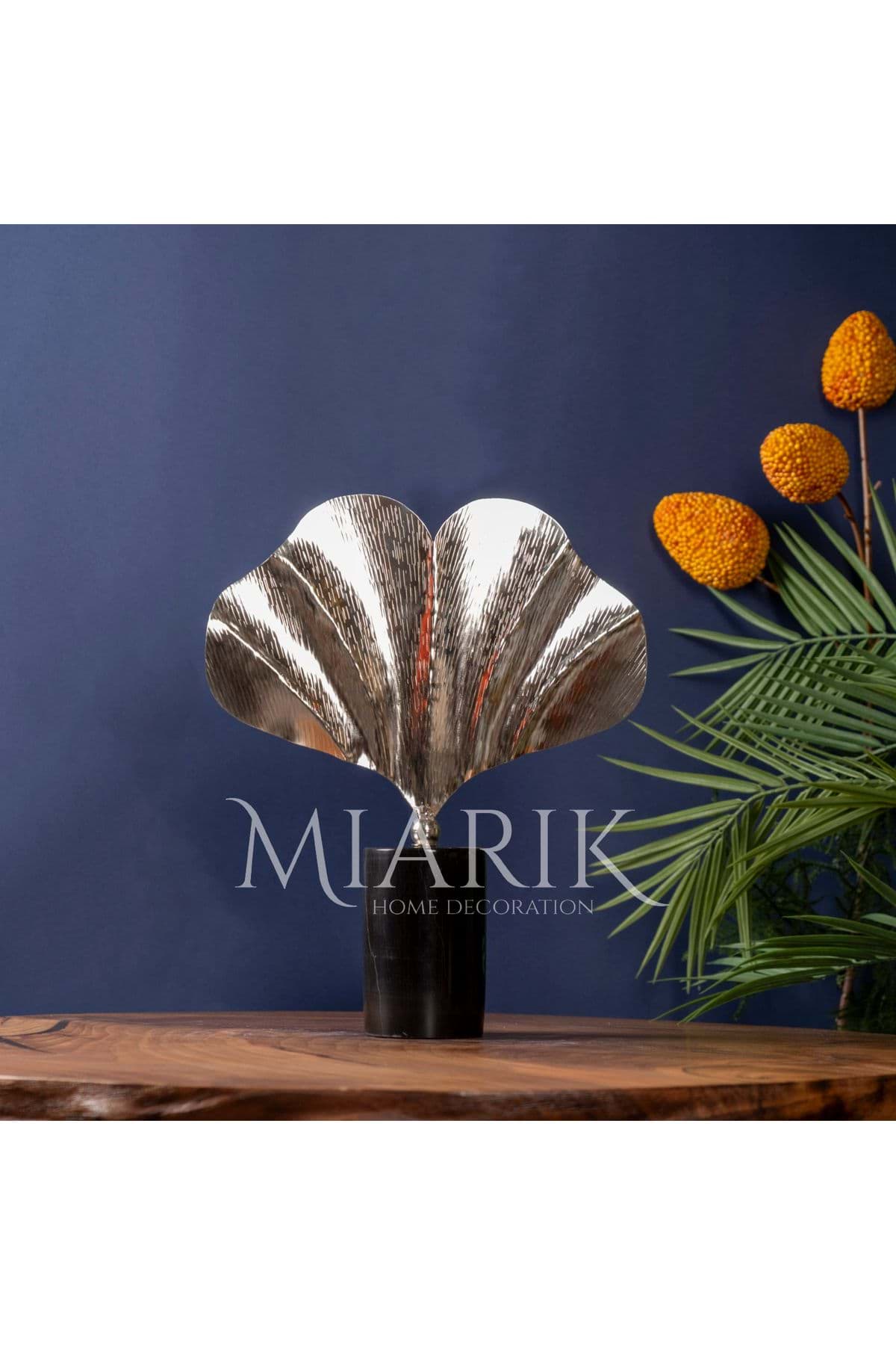 Dekoratif Mermer Kaideli 2li Ginko  Yaprak Obje resmi