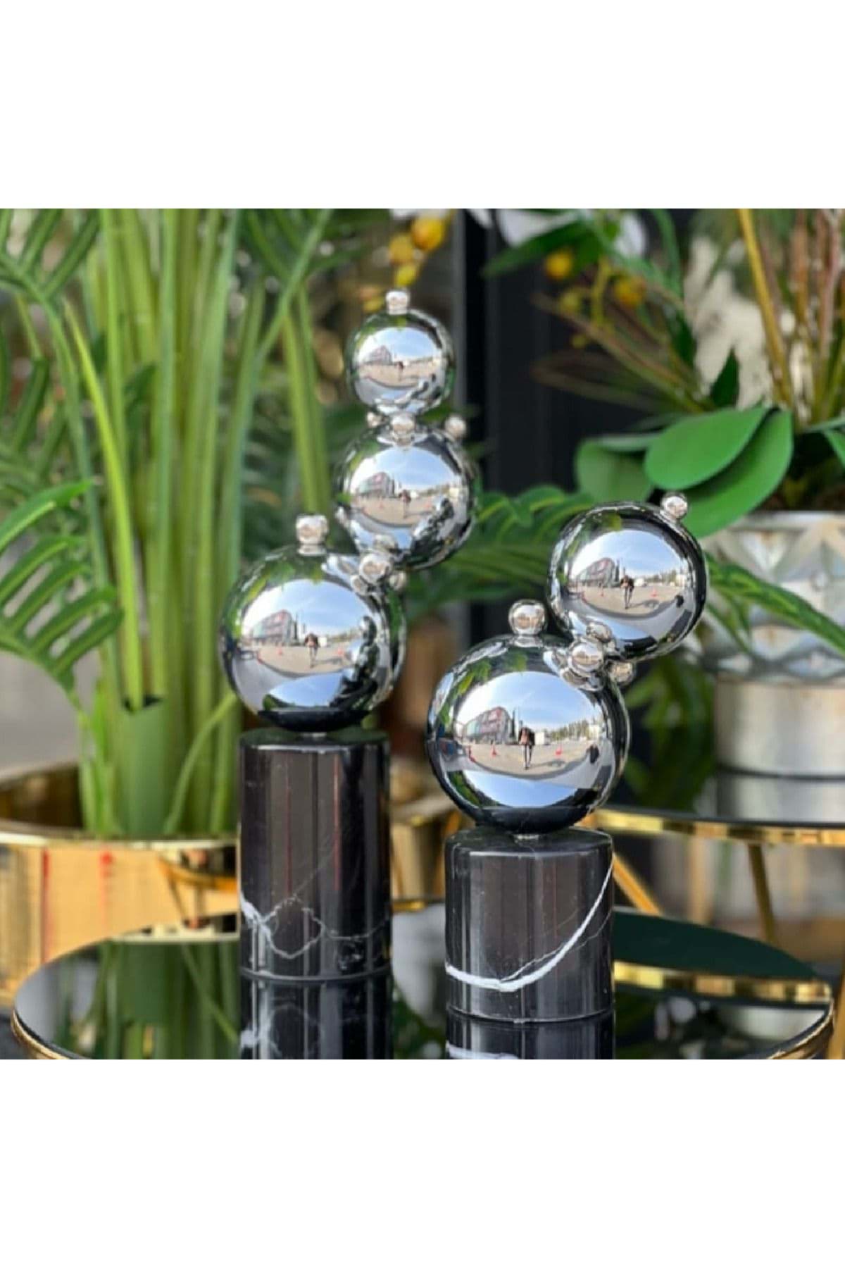 Dekoratif Mermer Kaideli 2li Gold Top Top Balon Dekor resmi