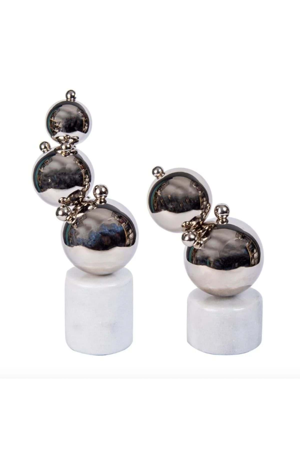 Dekoratif Mermer Kaideli 2li Gold Top Top Balon Dekor resmi