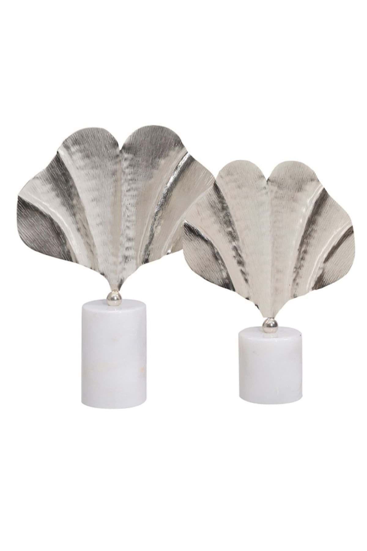 Dekoratif Mermer Kaideli 2li Ginko  Yaprak Obje resmi