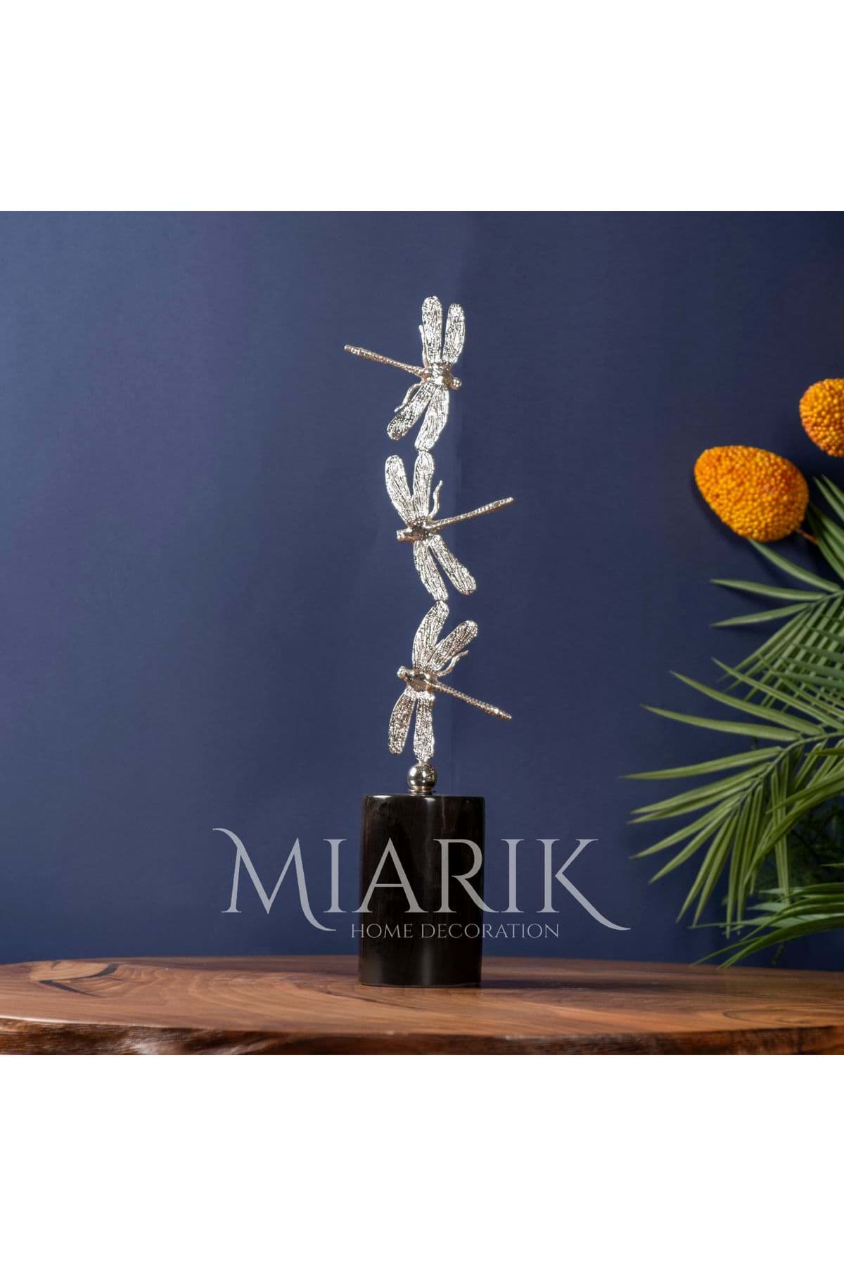 Dekoratif Beyaz Mermer Kaideli 2li Gold Yusufcuk Dekor Obje resmi