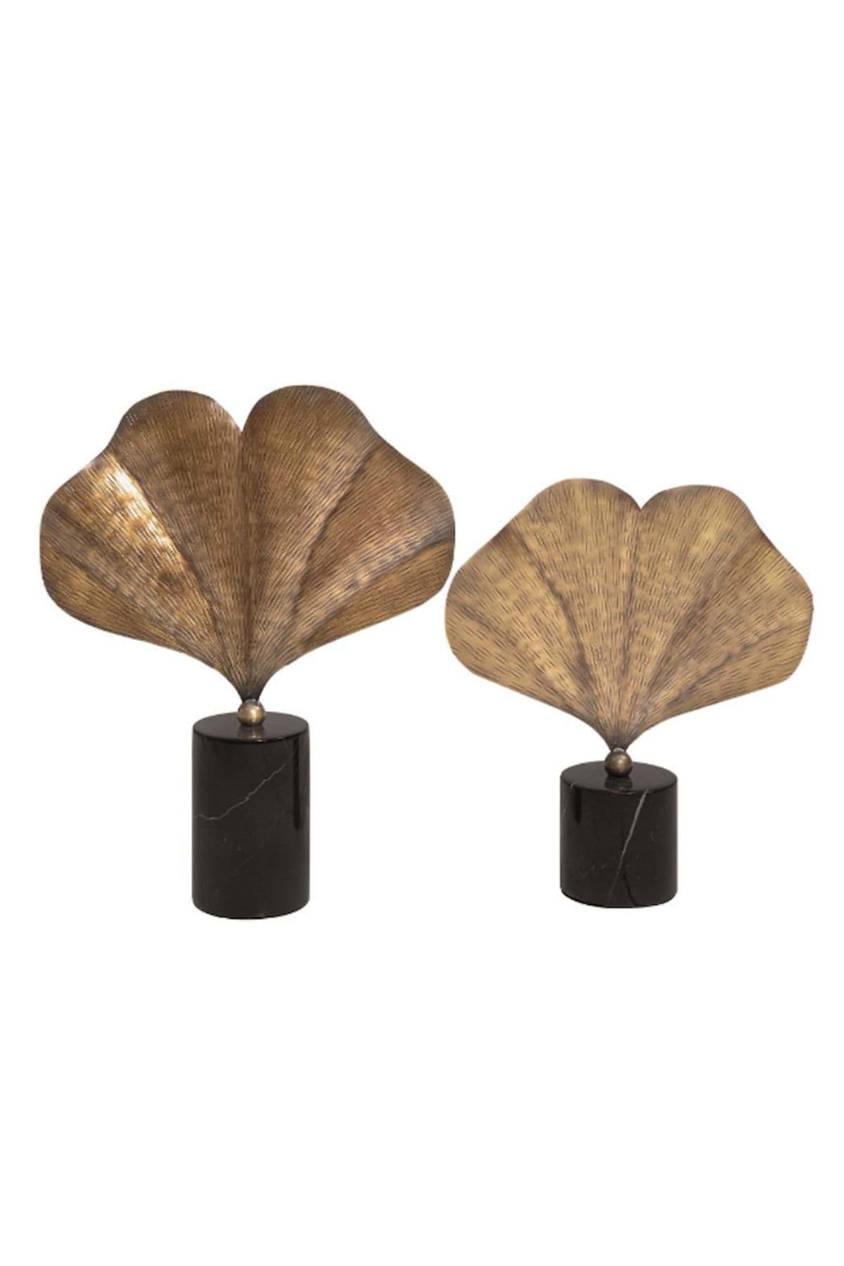 Dekoratif Mermer Kaideli 2li Ginko  Yaprak Obje resmi
