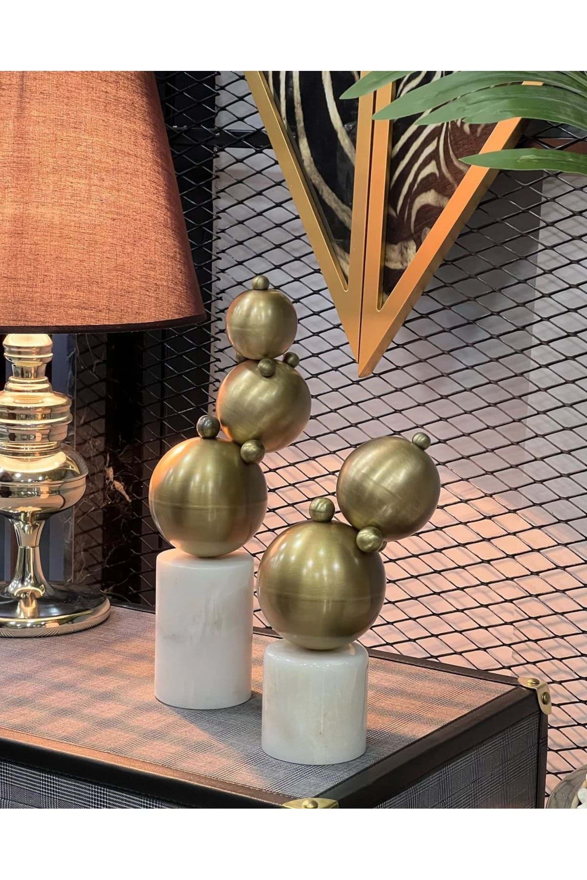 Dekoratif Mermer Kaideli 2li Gold Top Top Balon Dekor resmi