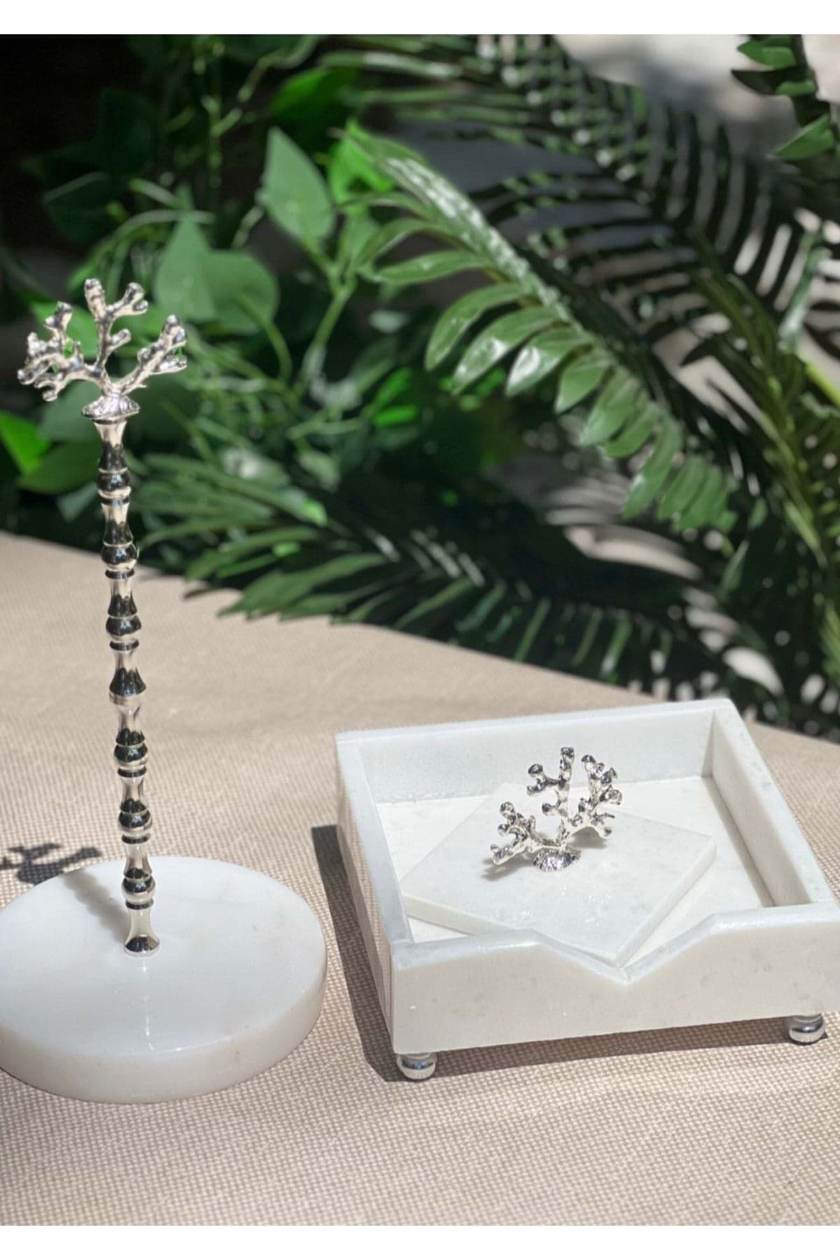 Mermer 2li Peçetelik Aksesuar Detaylı resmi