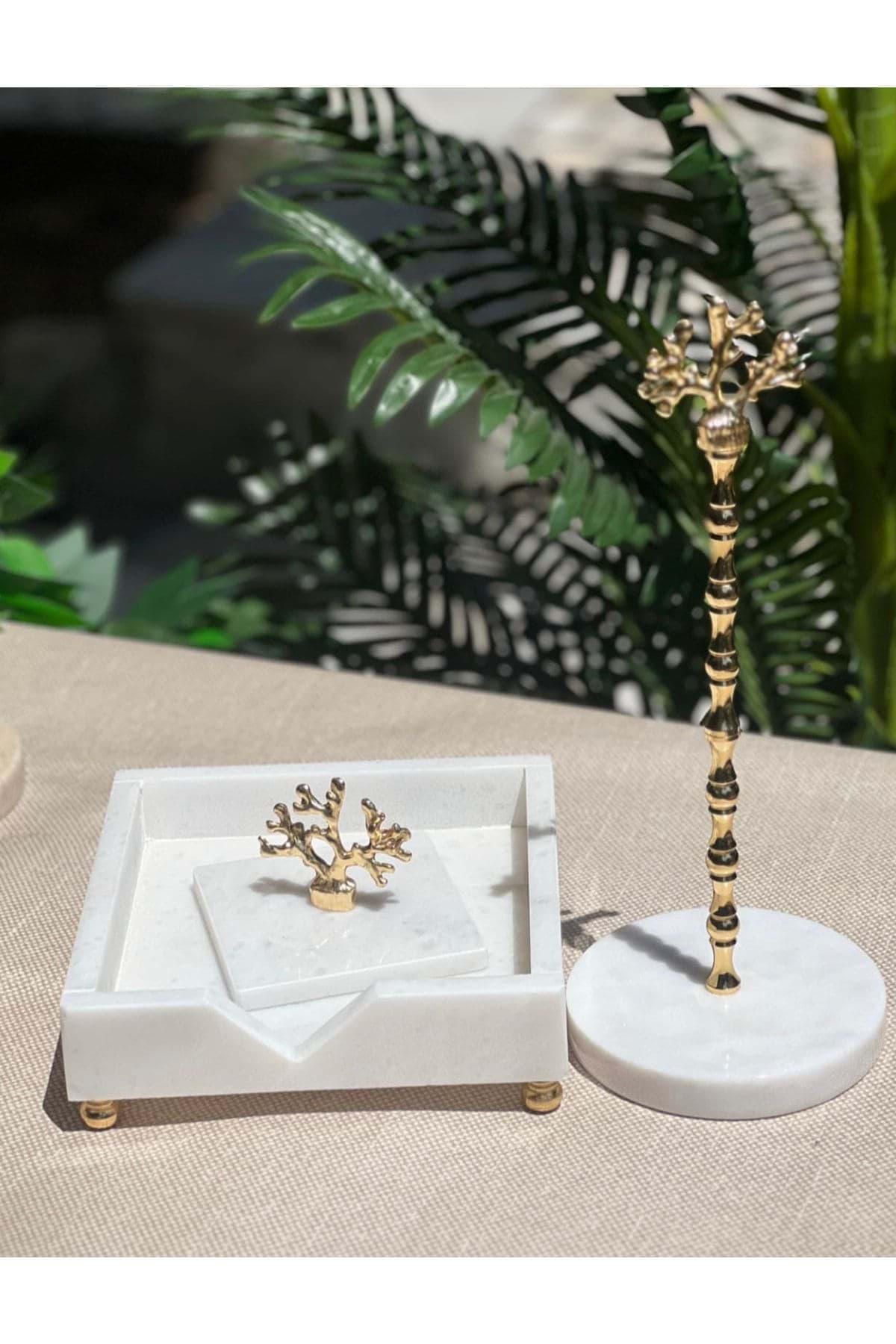 Mermer 2li Peçetelik Aksesuar Detaylı resmi