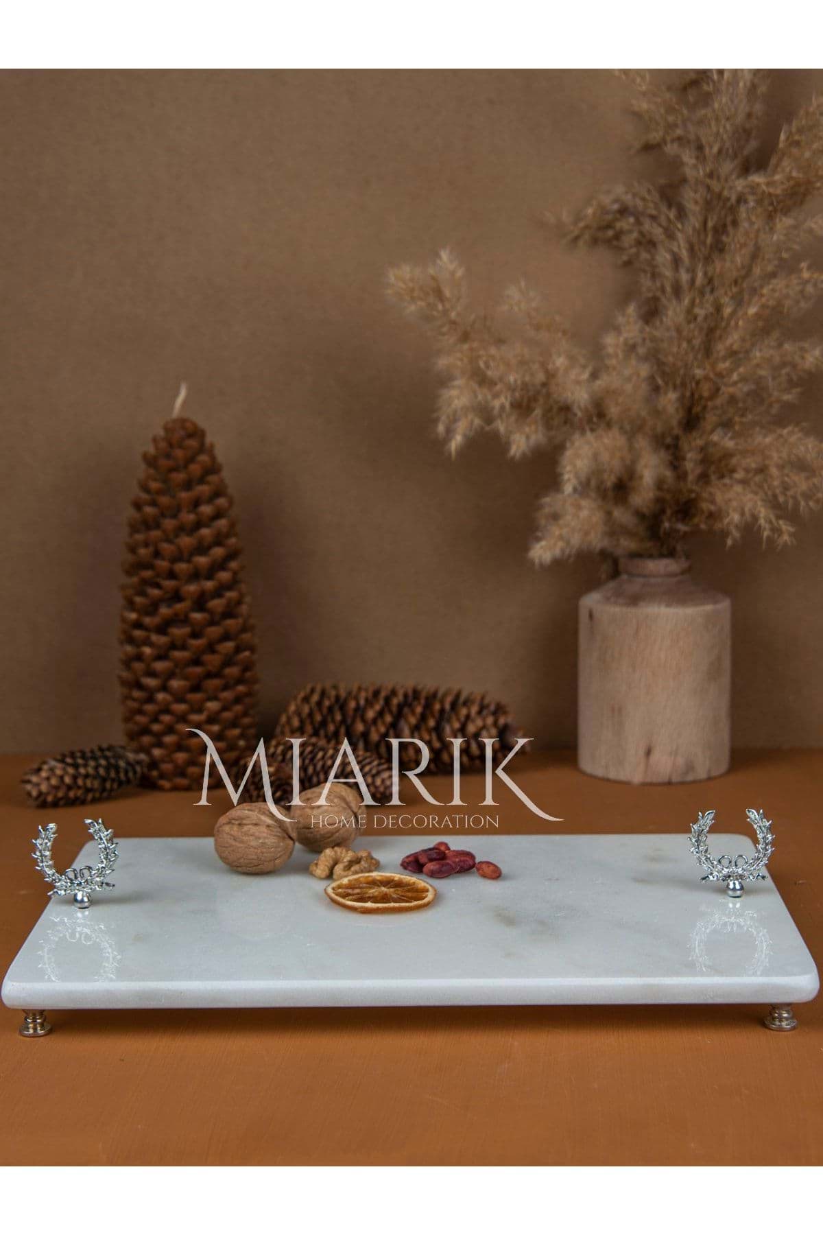 Dekoratif Mermer Dikdörtgen Tag Detaylı Sunum Tepsısı Servis Tabağı resmi