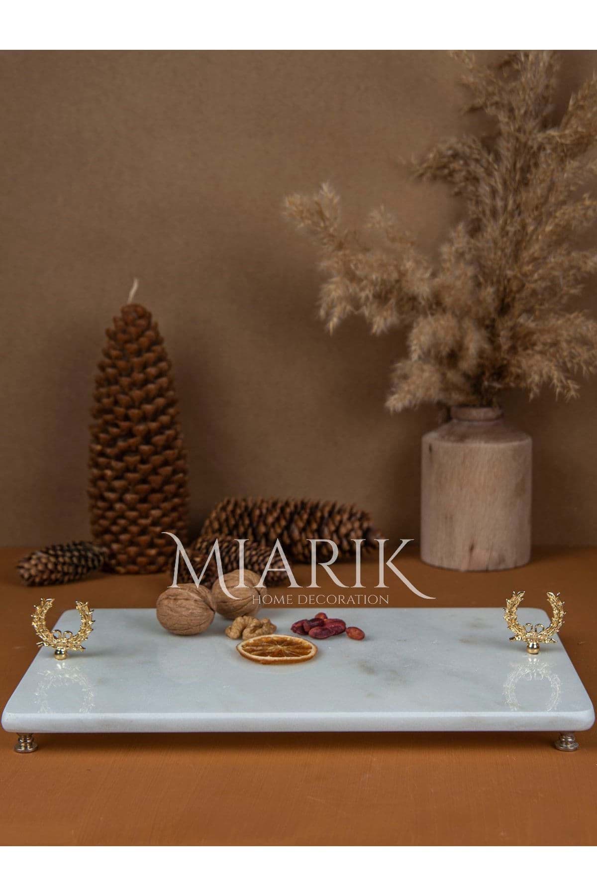Dekoratif Mermer Dikdörtgen Tag Detaylı Sunum Tepsısı Servis Tabağı resmi