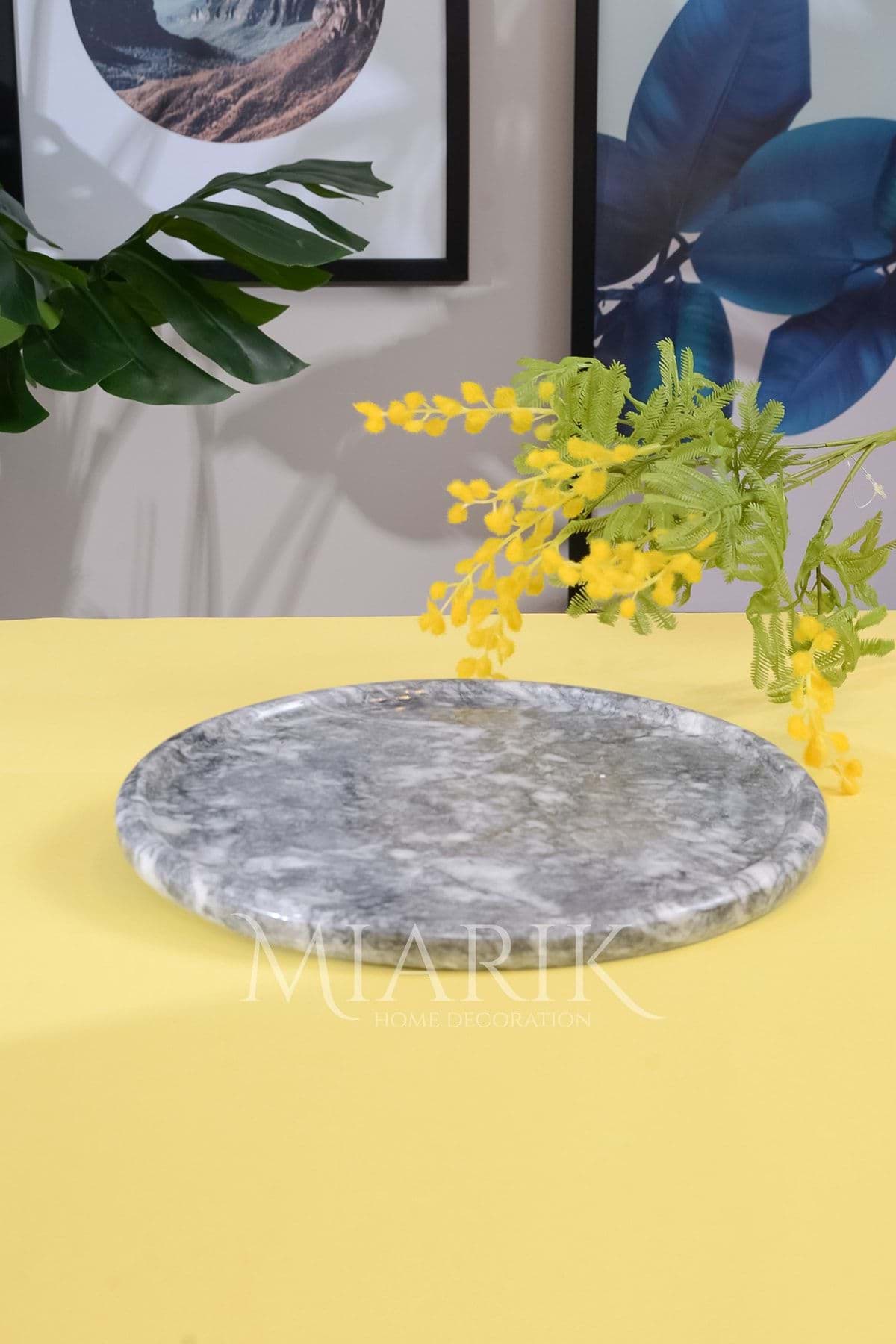 Dekoratif Mermer Oval Tepsi Servis Sunum Tabağı resmi