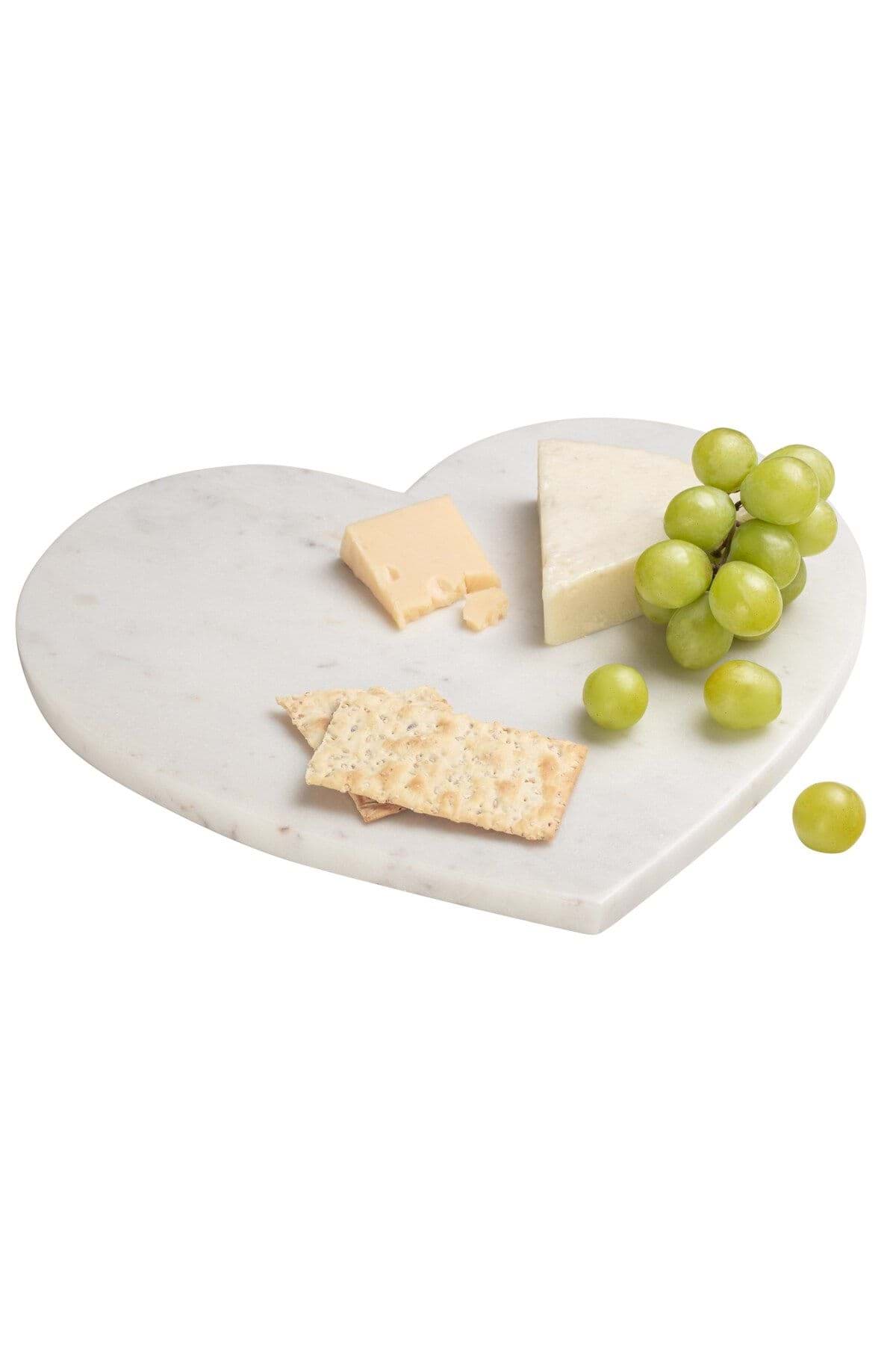 Dekoratıg Beyaz Mermer Kalp Seklınde Sunum Servıs Tabagı resmi