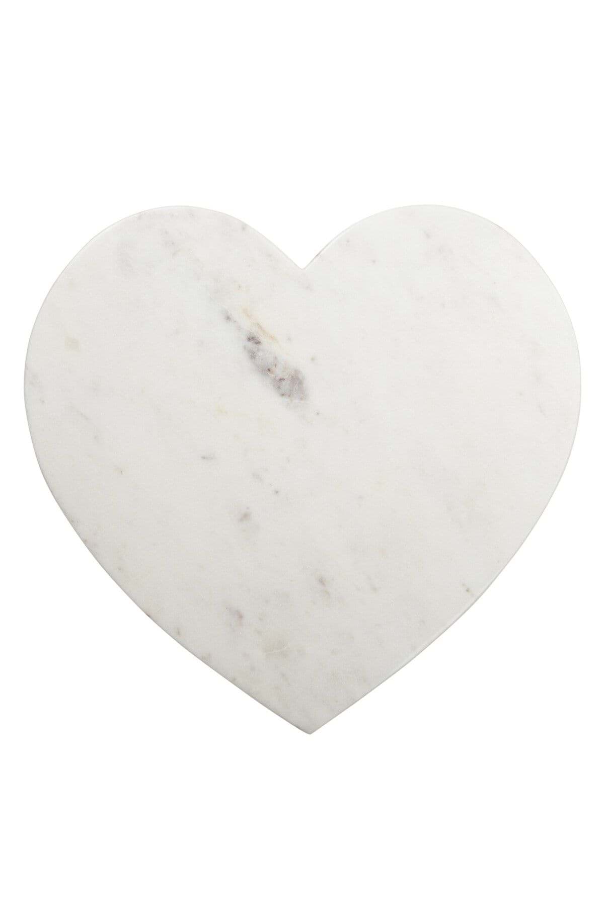 Dekoratıg Beyaz Mermer Kalp Seklınde Sunum Servıs Tabagı resmi