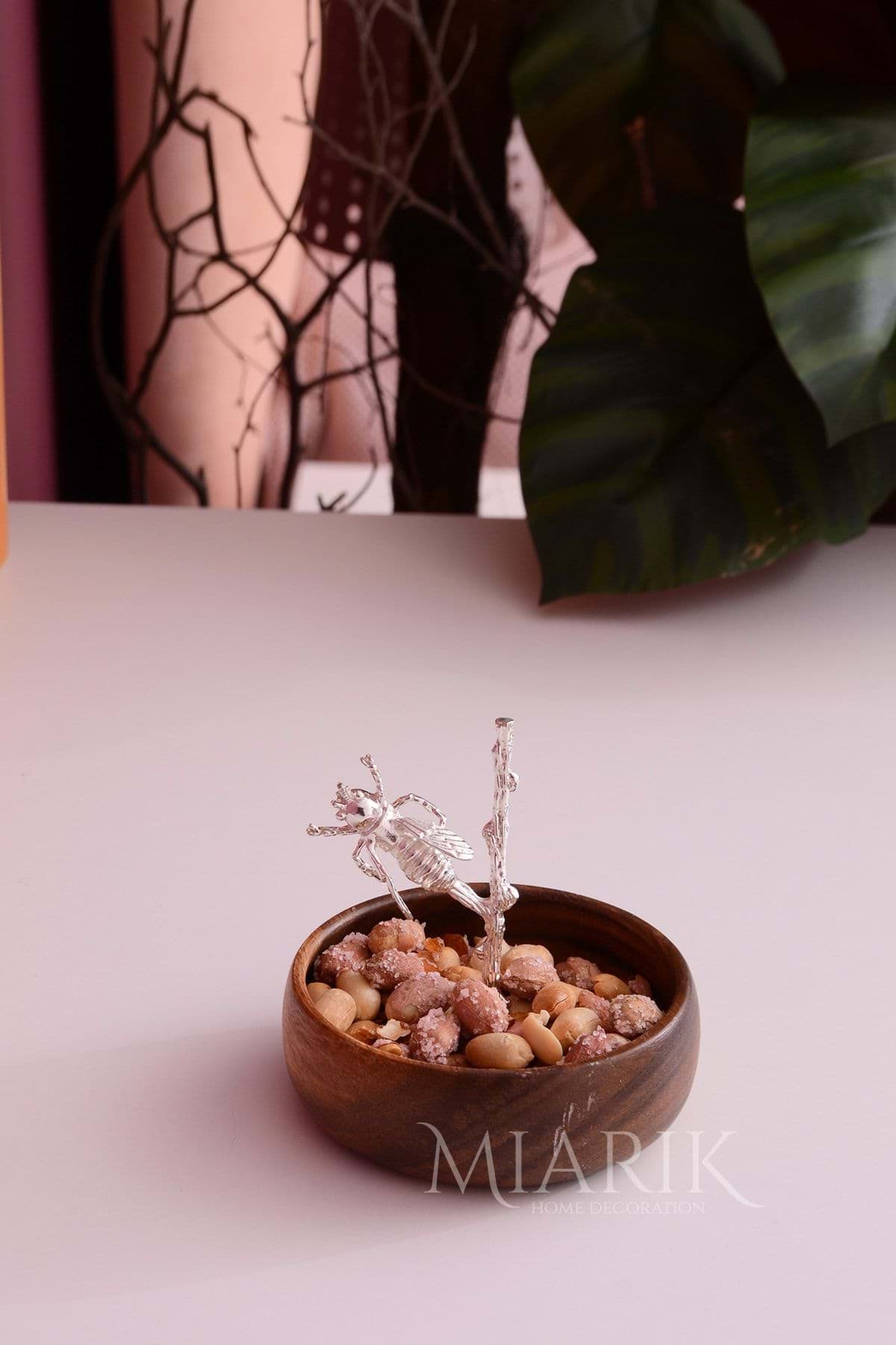 Akasya Ağacı 4'lu Gumus Saplı Arı Kuruyemışlık Çerezlık resmi