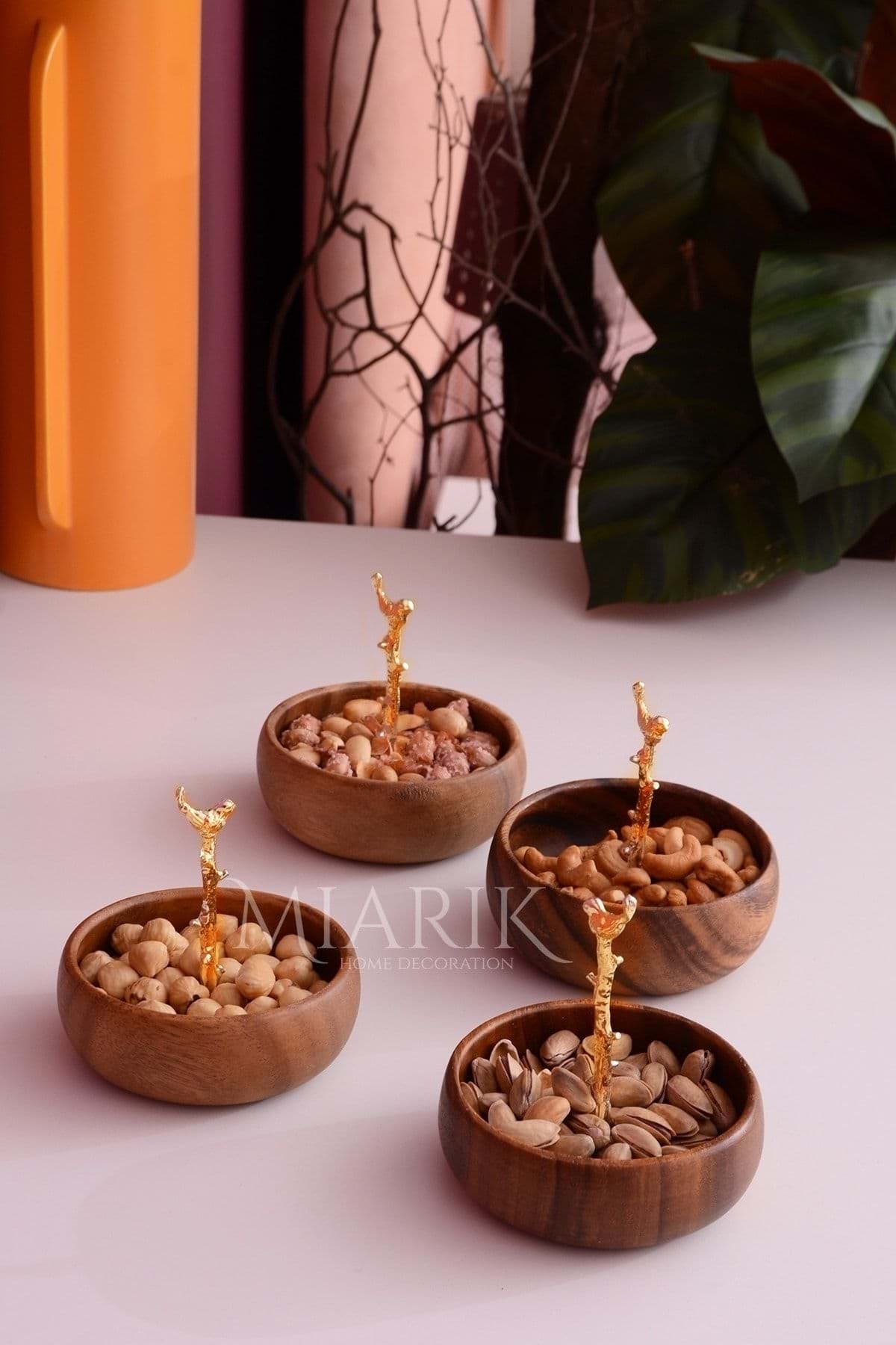 Akasya Ağacı 4'lu Gold Kuşlu Kuruyemışlık Çerezlık resmi