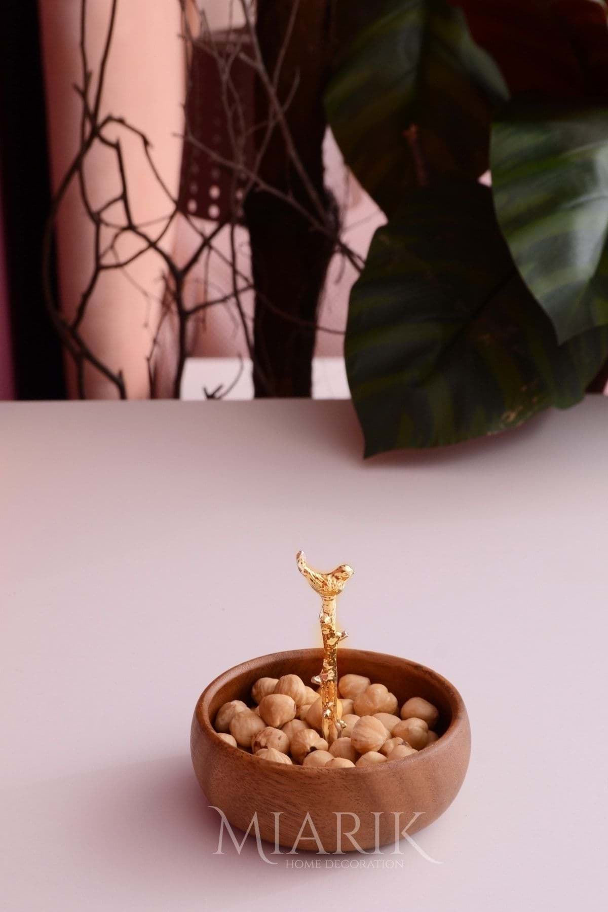 Akasya Ağacı 4'lu Gold Kuşlu Kuruyemışlık Çerezlık resmi