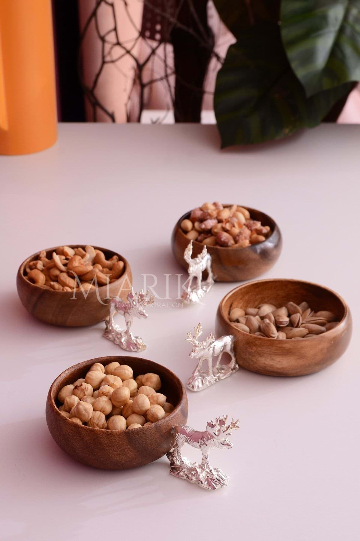 Akasya Ağacı 4'lu Gumus Ren Geyıgı Kuruyemışlık Çerezlık resmi