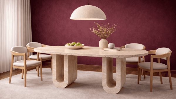 Cenobia -Traverten Mermer U Ayak Yemek Masası