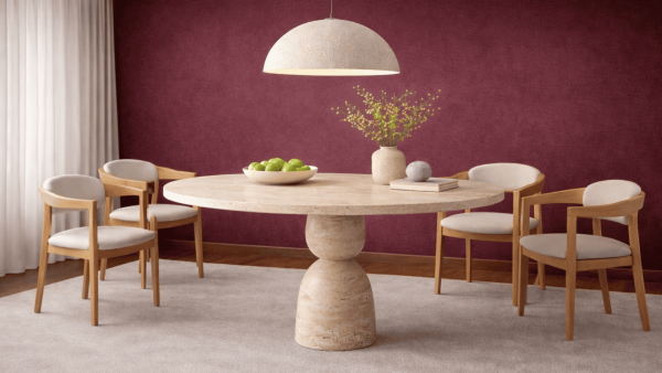 Theo -Traverten Mermer Yemek Masası