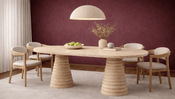 Livio-Traverten Mermer Yemek Masası