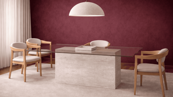 Taika-Traverten Mermer Küp Ayak Yemek Masası