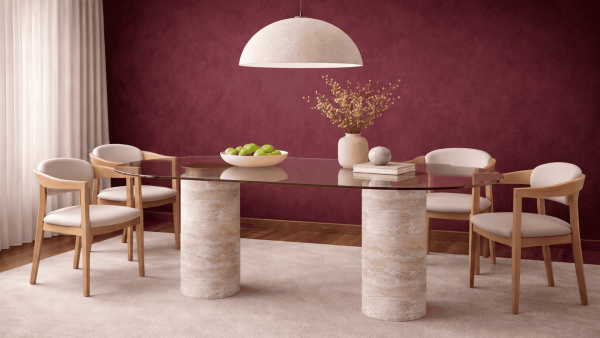 Sutcam-Traverten Mermer Ayaklı Yemek -Çalışma, Ofis Masası