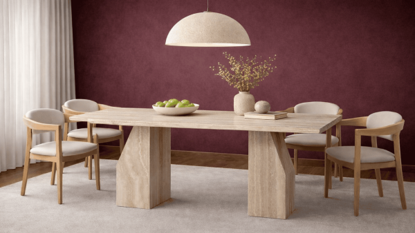 Grandu-Traverten Mermer Yemek Masası