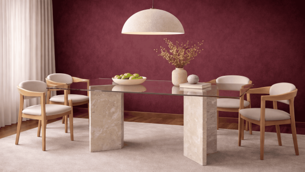 Vemyamacam-Traverten Mermer Yemek Masası