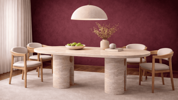 Terra- Traverten Mermer Yemek Masası