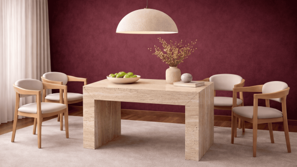 Yulu-Traverten Mermer Çalışma, Ofis Masası