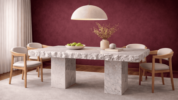 Patdakor-Traverten Mermer Küp Ayak Yemek Masası