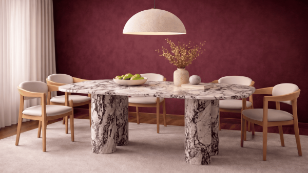 Mendortagu- Menekşe Mermer Yemek Masası