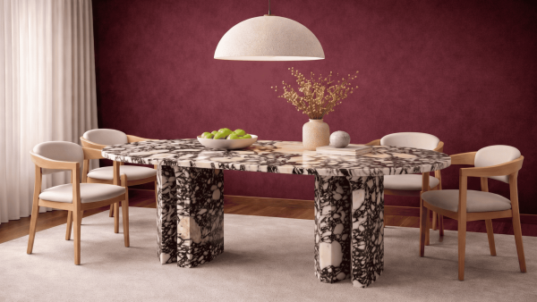 Menun- Menekşe Mermer Yemek Masası