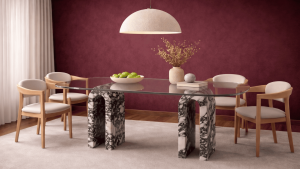 Menuncam- Menekşe Mermer Yemek Masası