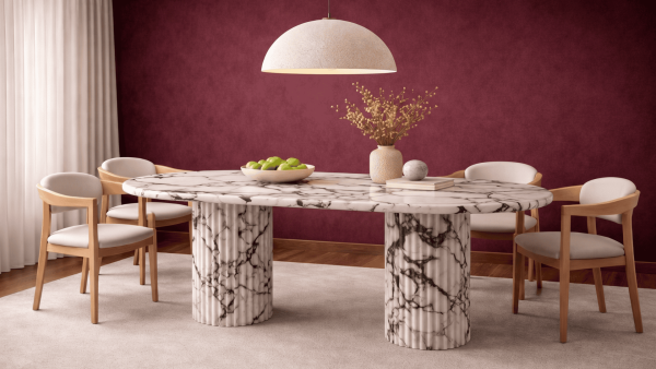 Menalb- Menekşe Mermer Yemek Masası