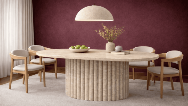 Evora-Traverten Mermer Yemek Masası