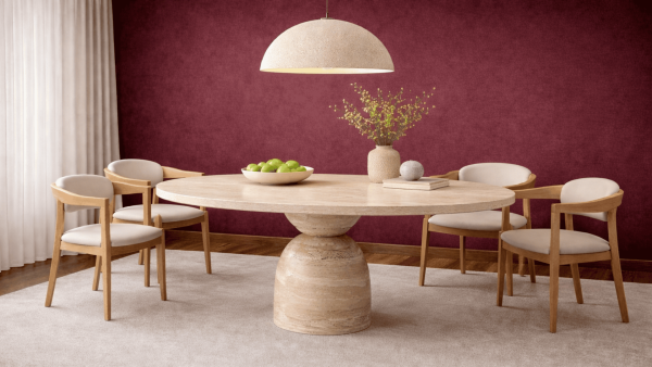 Belly -Traverten Mermer Yemek Masası