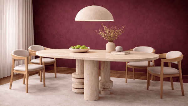 Tranta-Traverten Mermer Yemek Masası