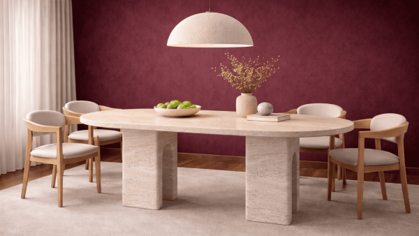 Foteinos - Tasarım Mermer U Ayak Yemek Masası