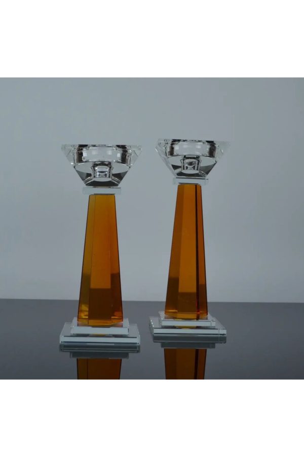 Dekoratif 2li Kristal Şamdan Mumluk